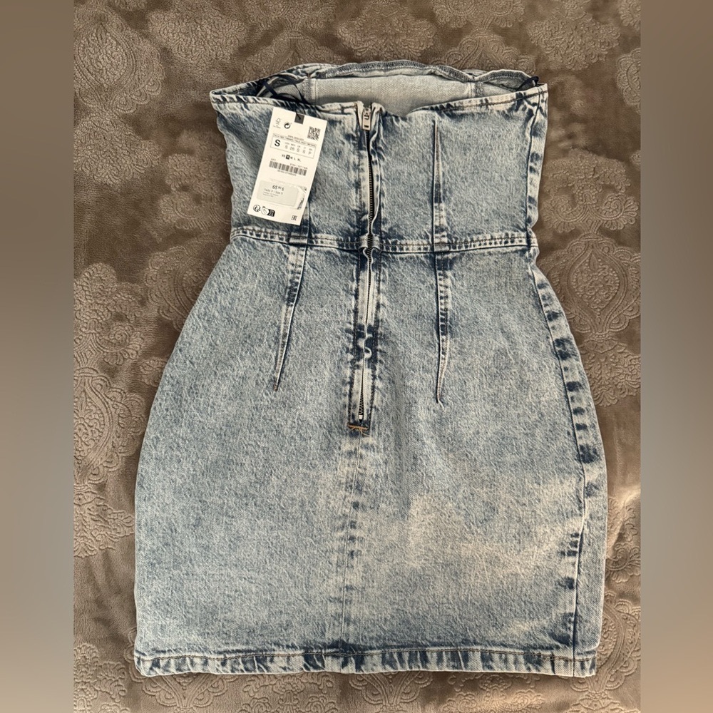 Zara strapless denim dress
